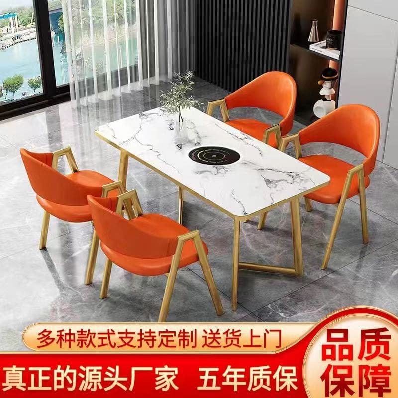 Bàn lẩu bếp từ cảm ứng hoa văn đá cẩm cao cấp, tiện lợi cho nhà hàng BN-514