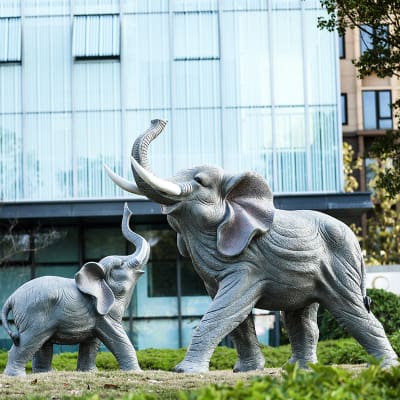Mô hình điêu khắc voi ngoài trời sợi thủy tinh ngoài trời bền đẹp, thân thiện DTTNT_80