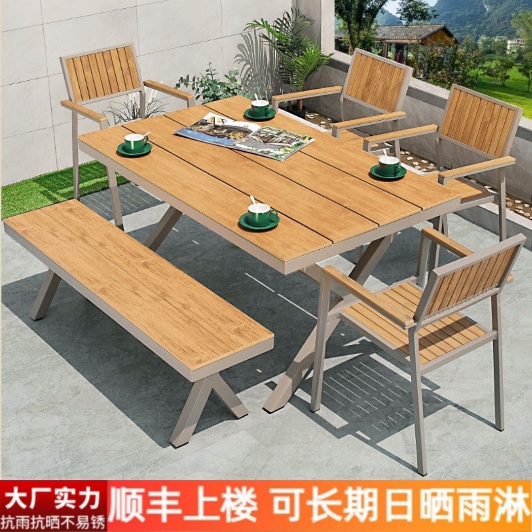 Bàn ghế ngoài trời sân vườn gỗ chống ăn mòn ngoài trời bền đẹp, thân thiện mô BGSV_1081