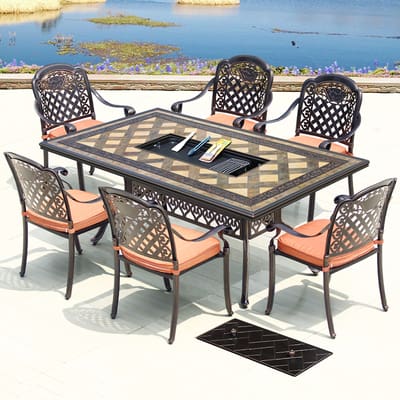 Bàn ghế nhôm đúc ngoài trời sân vườn giải trí ngoài trời bền đẹp, thân thiện  BGSV_1218