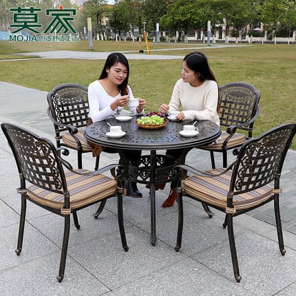 Bàn ghế nhôm đúc ngoài trời bàn ăn sân vườn ngoài trời bền đẹp, thân thiện mô BGSV_1140