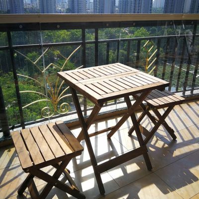 Bộ bàn ghế gấp ngoài trời gỗ nguyên khối giải trí Bàn ban - BGCF-536