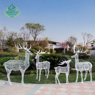 Mới sắt rèn kim loại sika hươu đồ trang trí ngoài trời bền đẹp, thân thiện mô DTTNT_94