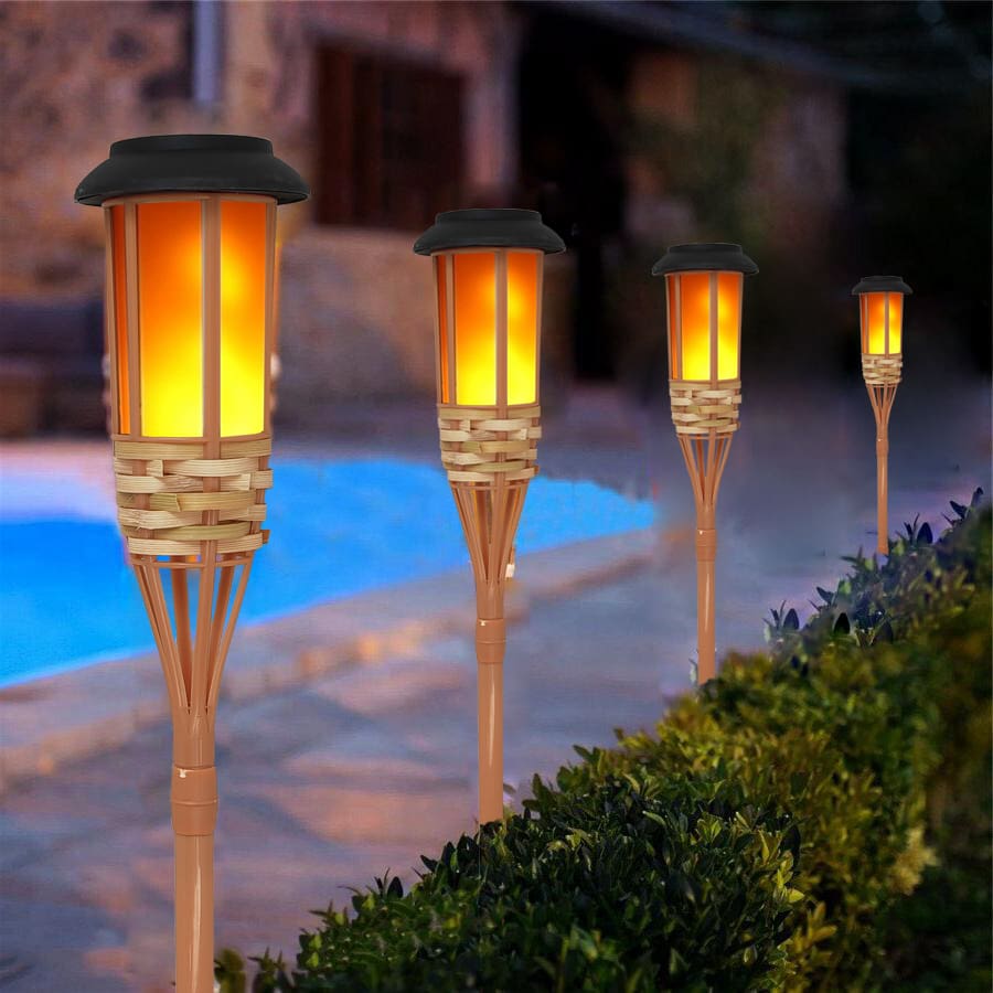 Tre ngọn lửa năng lượng mặt trời đèn đuốc đèn tre mô phỏng ngọn lửa n - DNT-1505