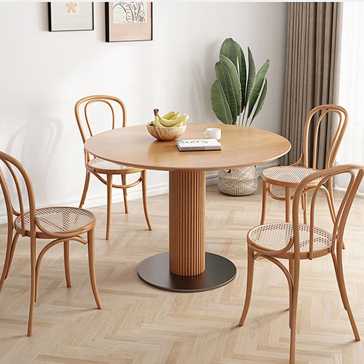 Bàn tròn gỗ đặc phong cách kem phòng nhỏ nhà Bàn ăn hiện - BGCF-777
