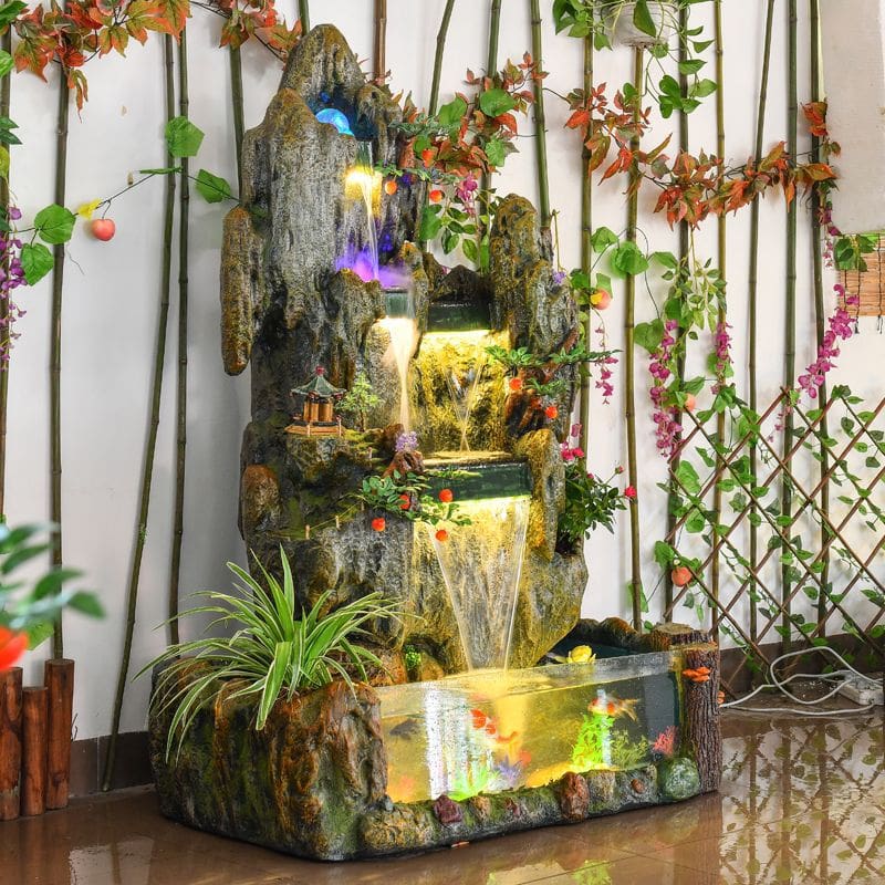 Lớn non bộ chảy đài phun nước sàn đứng phong ngoài trời bền đẹp, thân thiện m nan