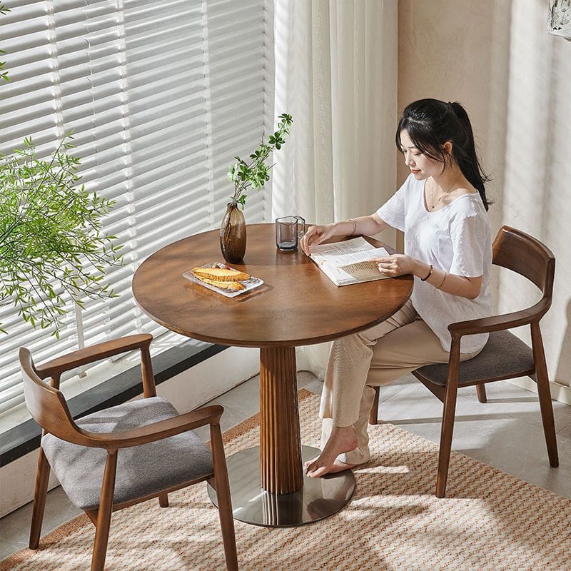 Bàn ghế Gỗ nguyên khối đơn giản phòng nhỏ Bàn tròn đàm phán - BGCF-852