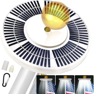 Mới sọc mạ điện 48LED ngoài trời năng lượng mặt trời cột cờ ánh sáng - DNT-2009