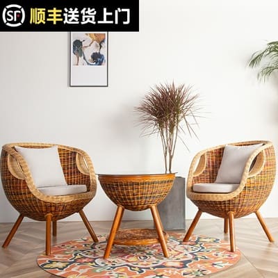Bàn ghế ghế mây tự nhiên ban công giải trí ngoài trời bền đẹp, thân thiện môi BGSV_1541