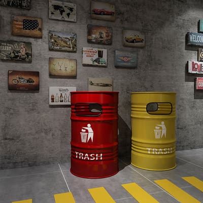 Thùng rác sắt sáng tạo thùng đựng xăng dầu ngoài ngoài trời bền đẹp, thân thi TGNT_319