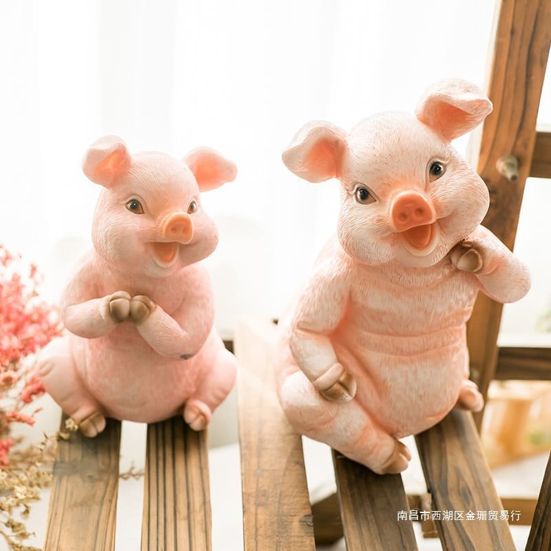 Hình heo con nhựa đồ trang trí động vật dễ ngoài trời bền đẹp, thân thiện môi nan