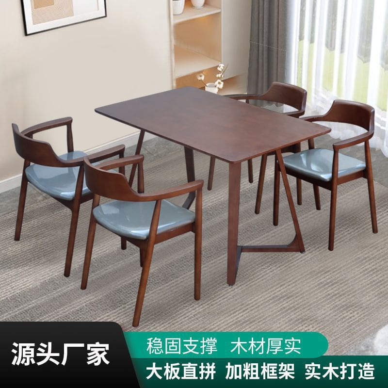 Bàn ăn gỗ nguyên khối gia đình phòng nhỏ Bàn ăn chân chữ V - BGCF-803