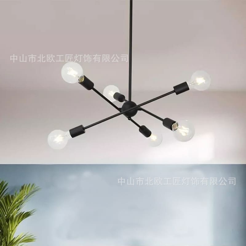 Xuyên biên giới Amazon Bắc Âu phòng khách gác xép đơn giản đèn chùm sắt - DC-977