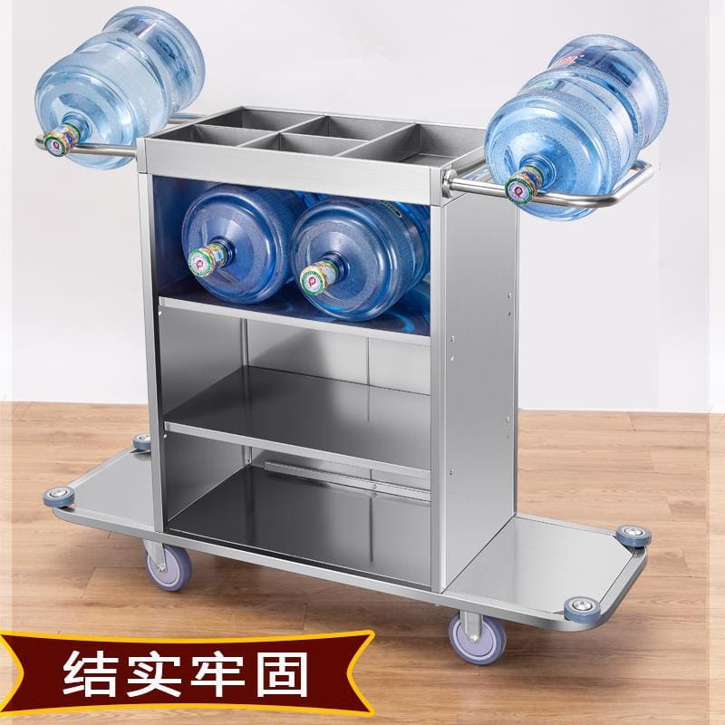 Xe đẩy dọn phòng bằng thép không gỉ xe đựng chất lượng cho khách sạn DKS-490