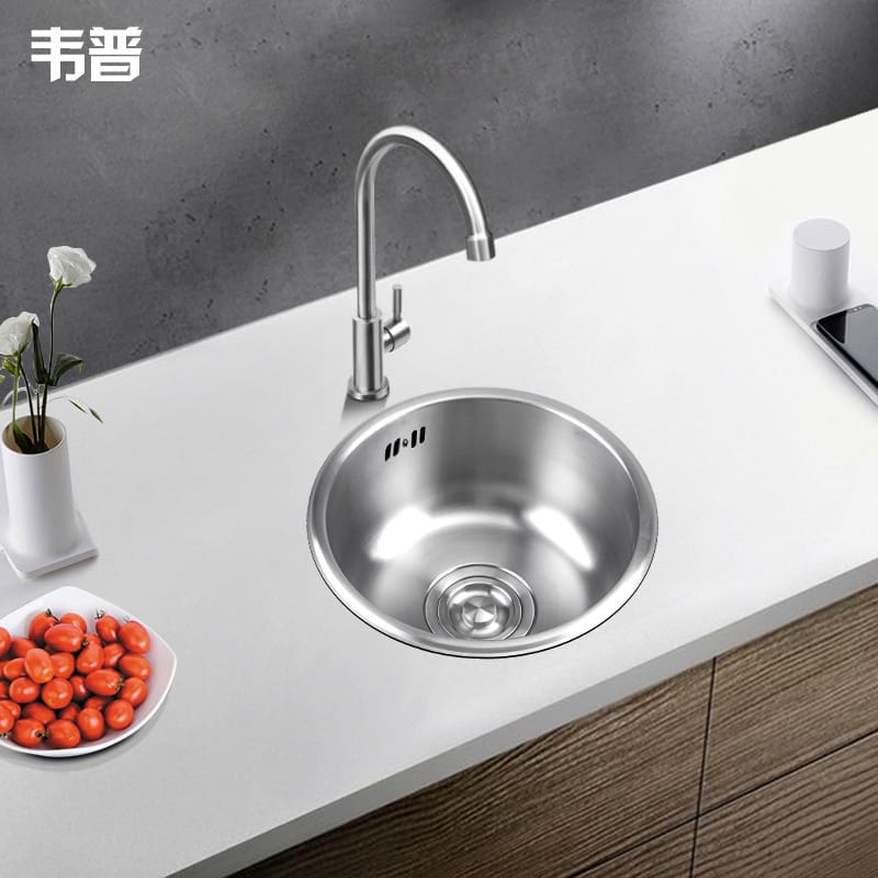 Thanh inox 304 tròn bồn rửa nhỏ bồn rửa đơn cao cấp, tiện lợi cho nhà hàng CR CR-405