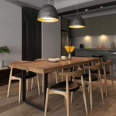 Bàn ghế Bắc Âu Bàn ăn gỗ rắn phòng khách nhà cửa hàng cà - BGCF-292