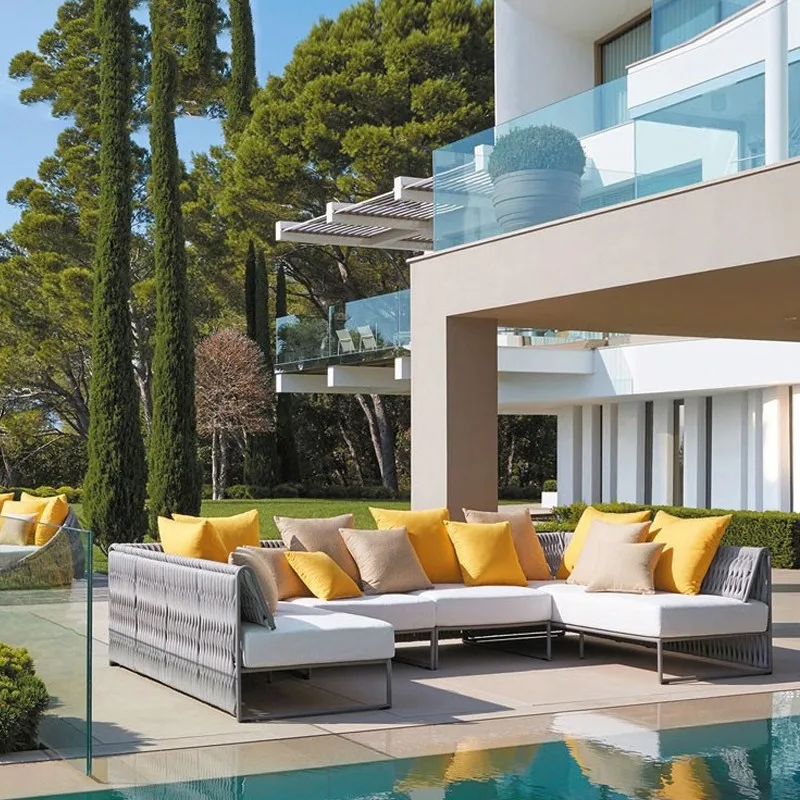 Sofa mây ngoài trời kết hợp biệt thự sân phòng ngoài trời bền đẹp, thân thiện BGSV_303