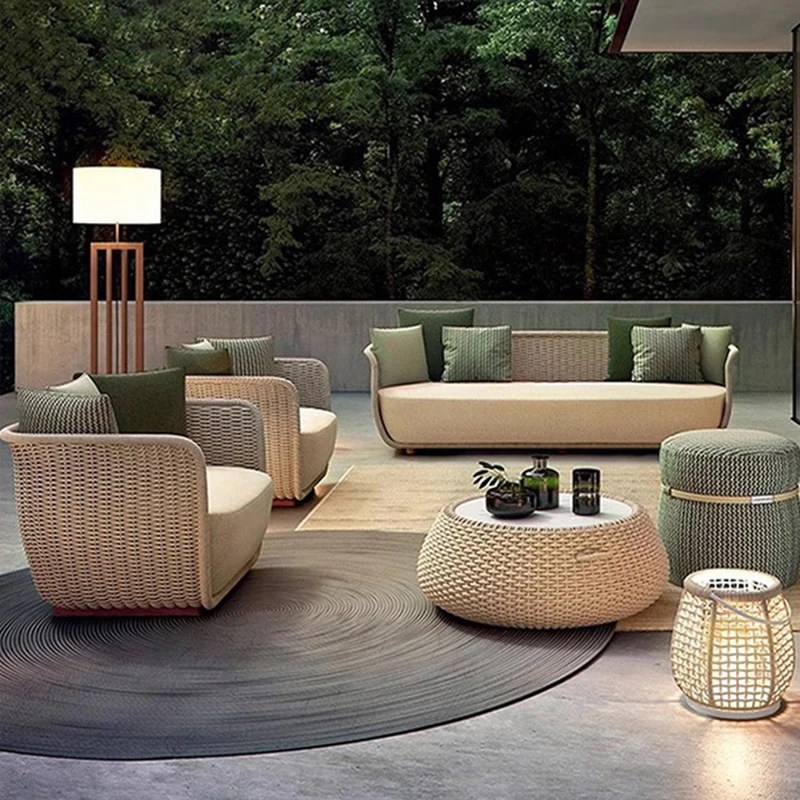 Sofa mây ngoài trời sân vườn ban công chống nắng ngoài trời bền đẹp, thân thi BGSV_412