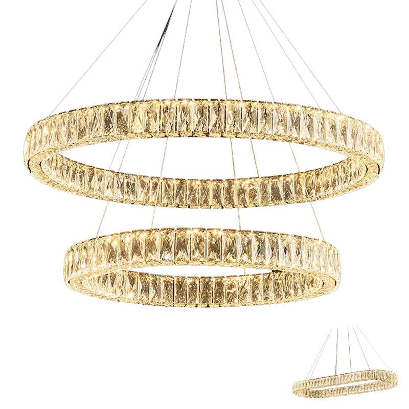 Đèn Chùm Pha Lê Tròn LED Trong Nhà Hiện Đại 40 60 80 100CM Vòng Tròn Tr - DC-473
