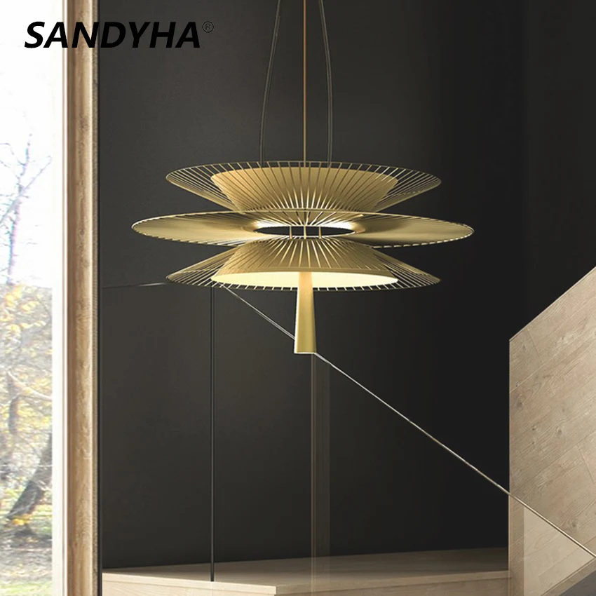 SANDYHA Xu Hướng Mới LED Đèn Chùm Dây Kim Loại Sang Trọng Mặt Dây Chuyề - DC-699