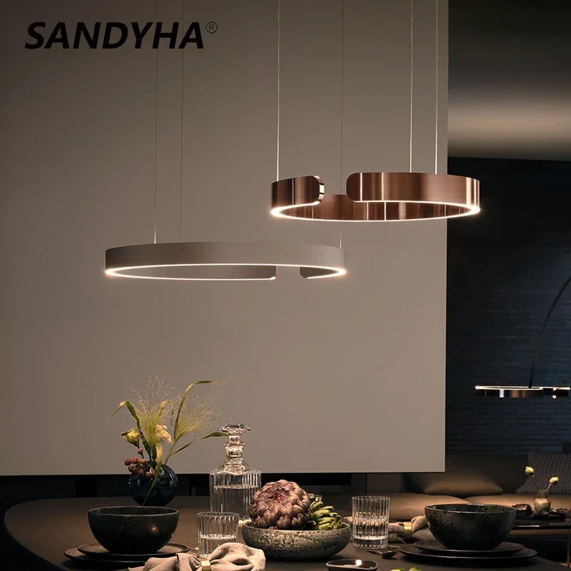 SANDYHA Bắc Âu Vòng Led Mặt Dây Đèn Mờ cho Sống Phòng Ăn Nhà Bếp Đèn Chù - DC-79