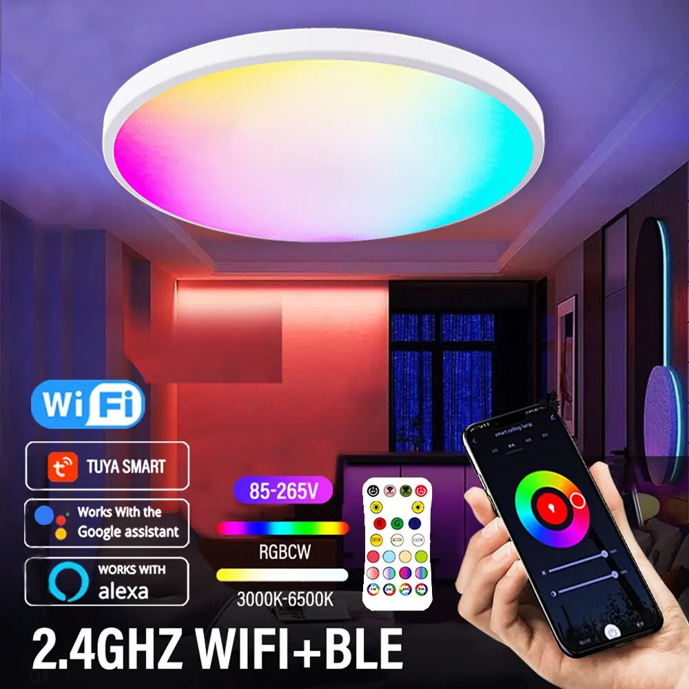 Đèn trần tròn LED WIFI thông minh RGBCW Tuya APP có thể - DTN-455