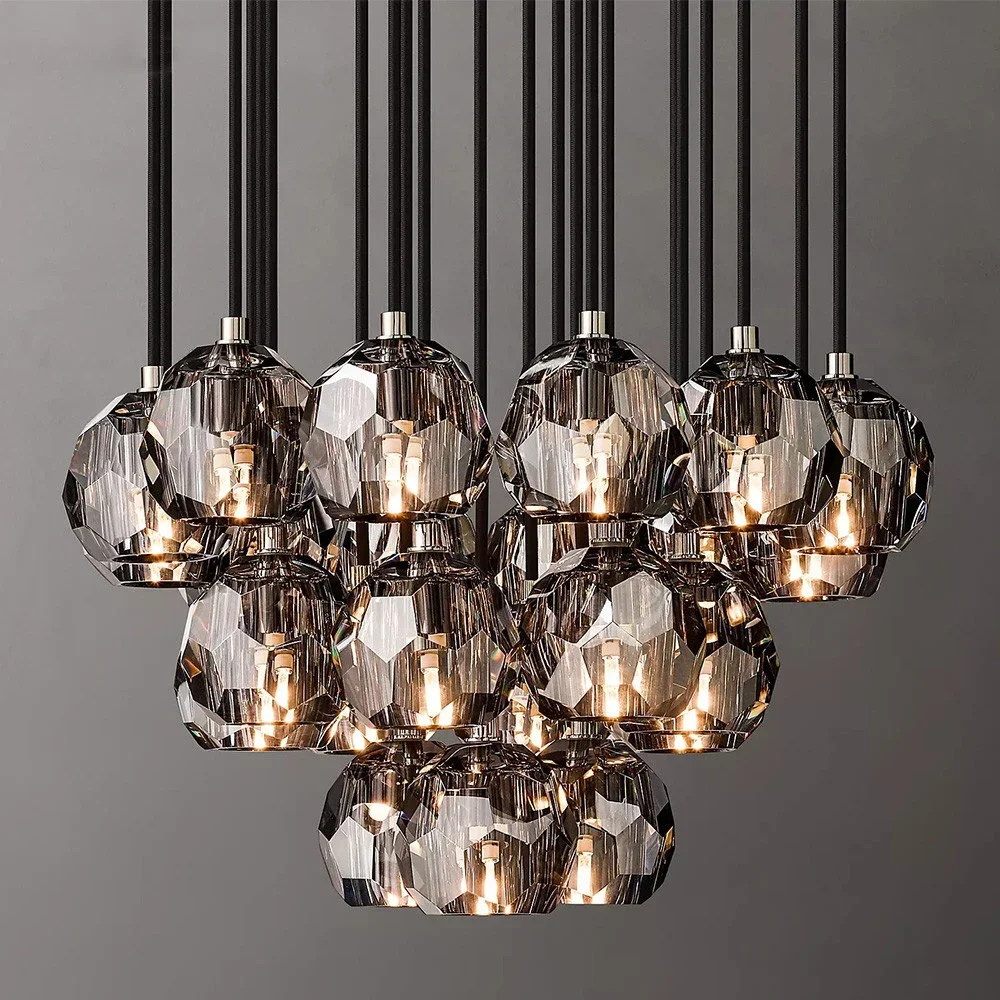 Màu xám khói đèn chùm tròn cụm đèn chùm LED hiện đại trần phòng ngủ mặt - DC-639
