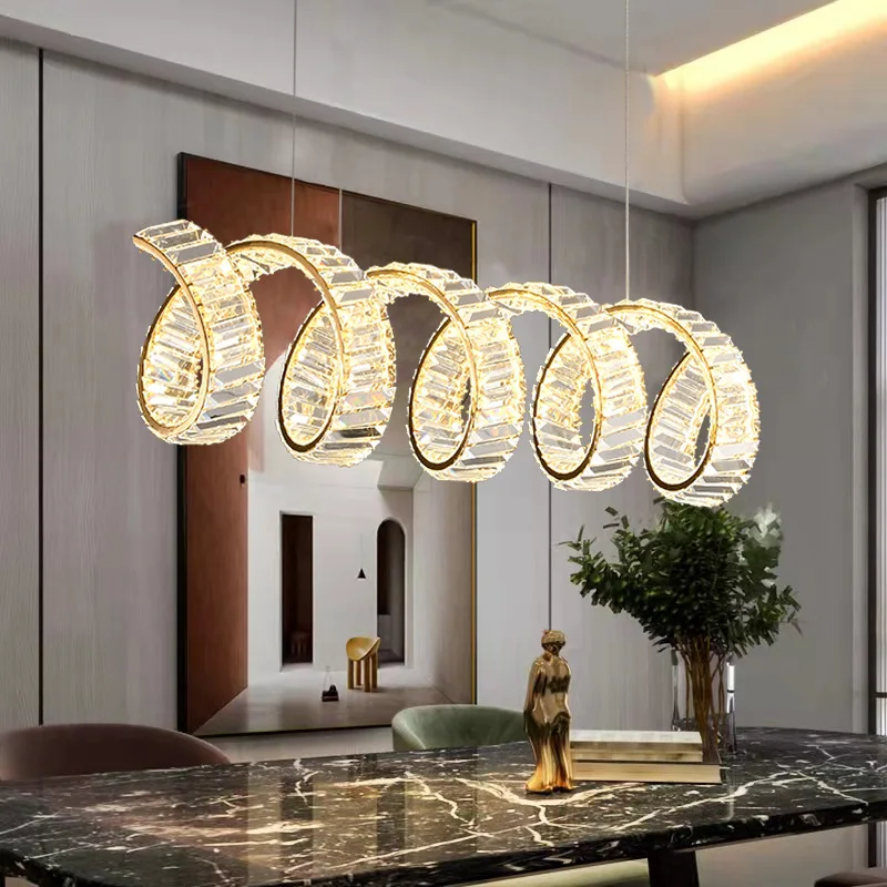 Đèn chùm pha lê xoắn ốc hiện đại cho trang trí phòng ăn Vàng sang trọng - DC-56