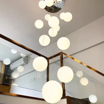 Cầu thang đèn chùm dài ánh sáng phòng khách sang trọng gác xép cao song - DC-160