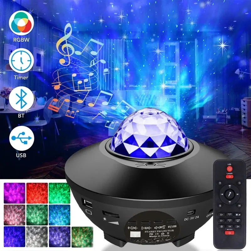 Đèn Máy chiếu đầy sao Đèn ngủ Galaxy với Loa nhạc sóng biển - DTN-51