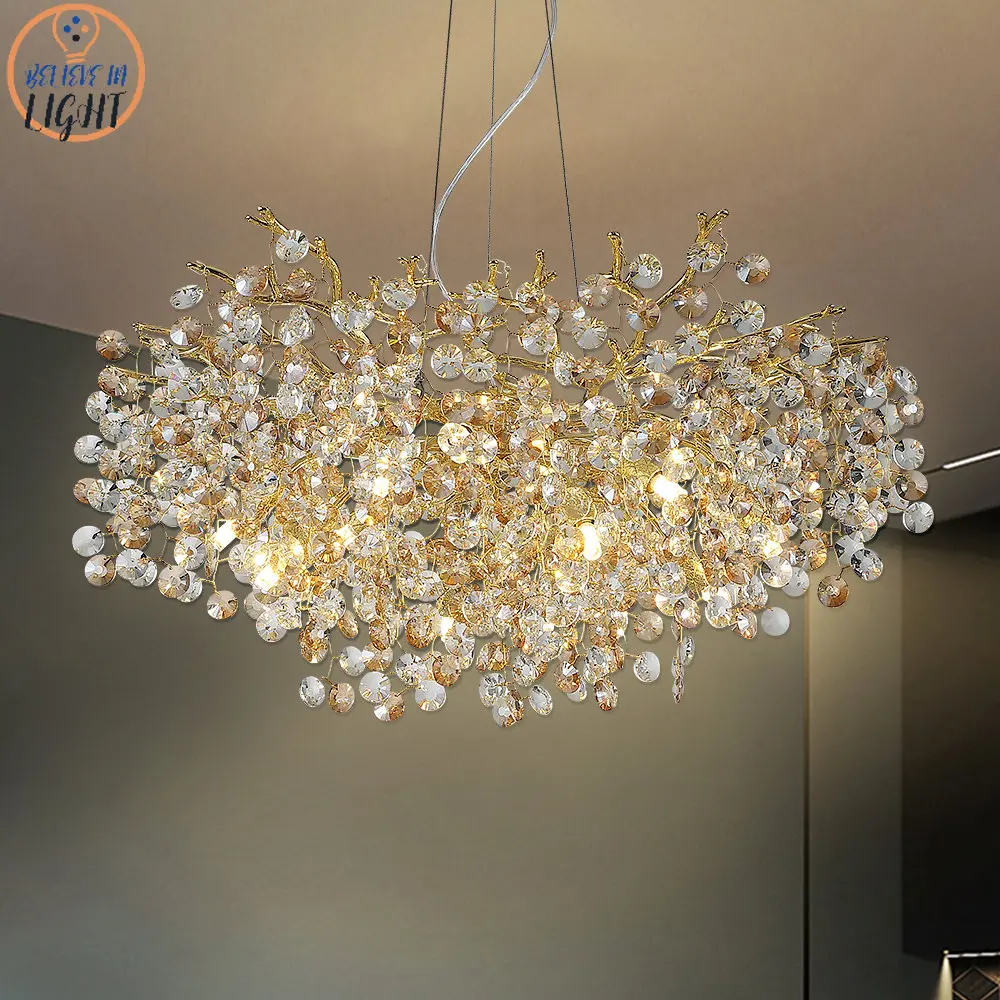 Mặt Trời Trần Pha Lê Đèn Chùm Vàng Ánh Villa Nhà Hàng Led Treo Đèn Cho - DC-435