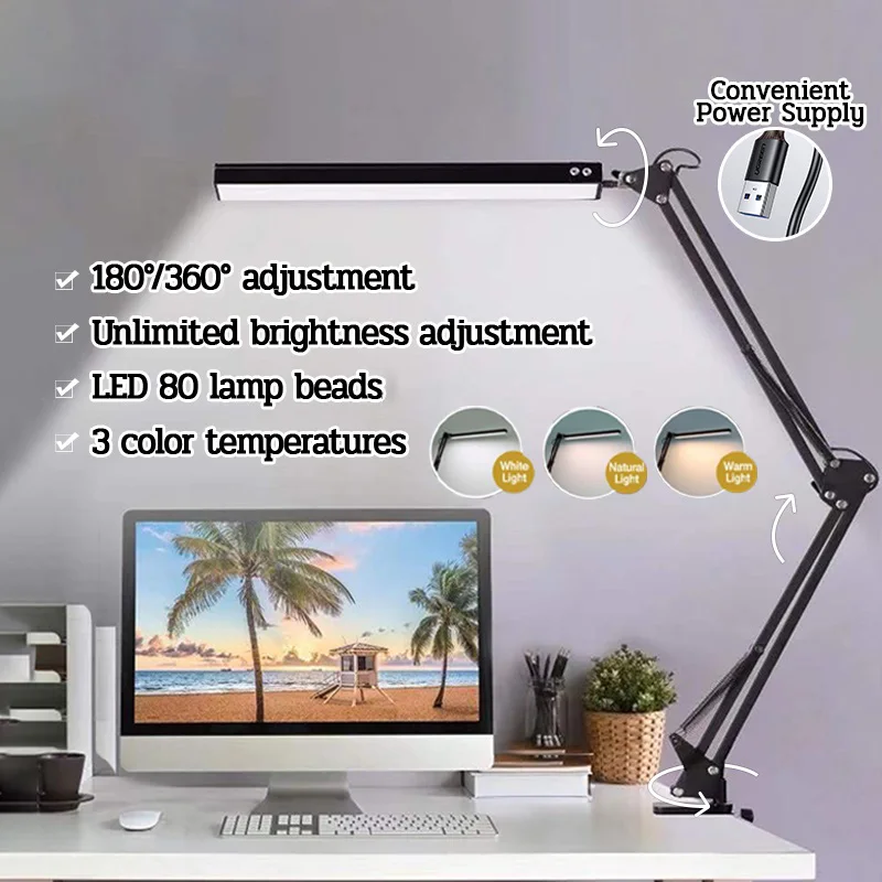 Đèn bàn xoay LED có kẹp Đèn điều chỉnh độ sáng chăm sóc mắt 3 chế độ mà - DDB-82