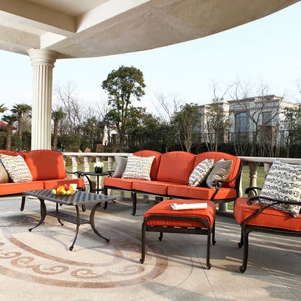 Bàn ghế nhôm đúc cao cấp, kèm đệm ngoài trời bền đẹp, thân thiện môi trường B BGSV_1127