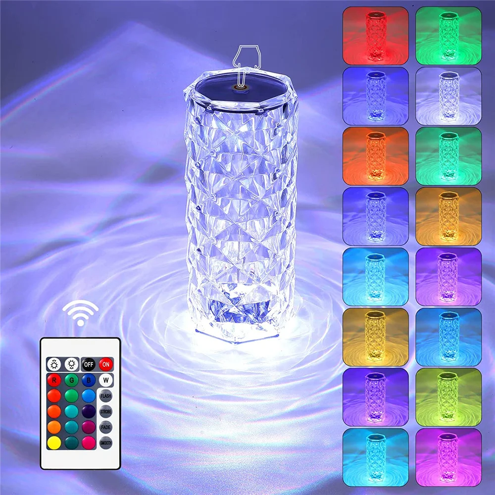 Đèn Cảm Ứng Đèn Pha Lê 16 Màu Thay Đổi RGB Đèn Ngủ Từ Xa - DTN-153