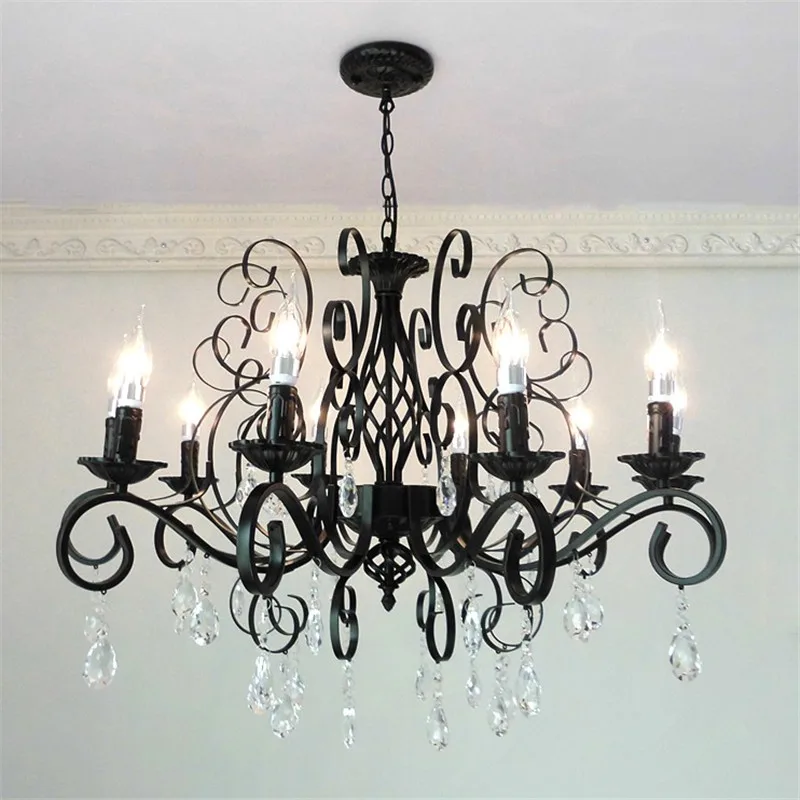 Vintage Đèn Chùm Pha Lê Phòng Khách Phòng Ăn Đèn Đen Trắng Loft Đồng Hồ - DC-446
