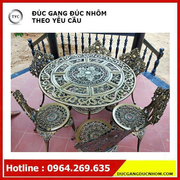 Các mẫu bàn ghế gang nhôm đúc ngoài trời bền đẹp, thân thiện môi trường BGSV_ BGSV_1504