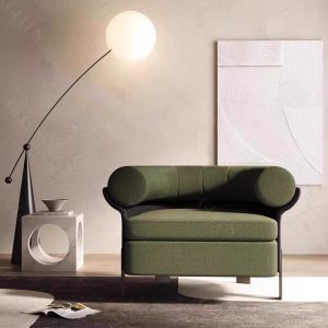 Armchair Mattia Vải Len Cừu Thiết Kế Wabi-Sabi - Hình 2