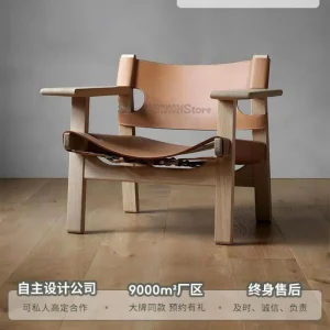 Bắc Âu Ghế Sofa Phòng Khách Yên Xe Da Im Lặng Phong Cách Cổ Ghế Đơn Trung Tây Ban Nha Ghế Bành - Hình 2