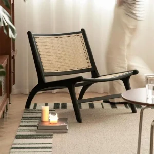 Bắc Âu Gỗ Chắc Chắn Mây Sofa Đơn Chống Bẹp Đầu Cho Nhà Ở Ban Công Phòng Khách Thường Dệt Nhật Bản Lười Yên Ghế
