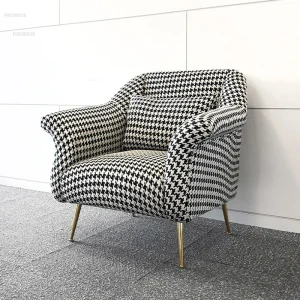 Bắc Âu Houndstooth Vải Ghế Phòng Khách Nhà Đơn Tựa Lưng Ghế Sáng Tạo Ghế Sofa Phòng Khách Ban Công Ghế Phòng Chờ - Hình 2