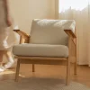 Bắc Âu Nhật Bản Gỗ Chắc Chắn Ghế Sofa Retro Phòng Khách Gỗ Chắc Chắn Sofa Đơn Ban Công Giải Trí Tay Ghế Mây
