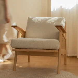 Bắc Âu Nhật Bản Gỗ Chắc Chắn Ghế Sofa Retro Phòng Khách Gỗ Chắc Chắn Sofa Đơn Ban Công Giải Trí Tay Ghế Mây