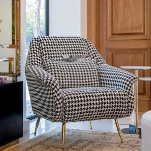 Bắc Âu Vải Ghế Phòng Khách Cao Cấp Giải Trí Sofa Houndstooth Ghế Sofa Phòng Khách Ghế Thiết Kế Ban Công Lưng Đơn Ghế Bành