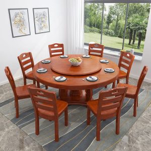 Bàn ăn 10 người gỗ rắn Trung Quốc Bàn ăn tròn gia đình 10 người Bàn ăn nhà hàng bàn tròn bàn xoay nhà hàng - Hình 4