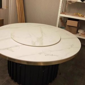 Bàn Ăn 2023 new rock tấm lẩu bàn cảm ứng tích hợp doanh nhân một người một nồi lẩu cảm ứng bàn tròn cho 10 người - Hình 3
