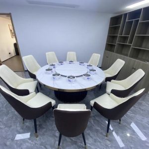 Bàn Ăn 2023 new rock tấm lẩu bàn cảm ứng tích hợp doanh nhân một người một nồi lẩu cảm ứng bàn tròn cho 10 người - Hình 4