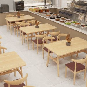 Bàn ăn Bắc Âu đơn giản hiện đại gia đình phòng ăn nhỏ bàn ăn chữ nhật thương mại phòng cho thuê bàn ăn kết hợp ghế - Hình 3