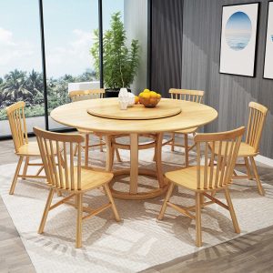 Bàn Ăn Bắc Âu tất cả bàn ăn bằng gỗ nguyên khối hiện đại nhà tối giản bàn tròn lớn 6 người 8 người kết hợp bàn ăn và ghế bàn gia đình