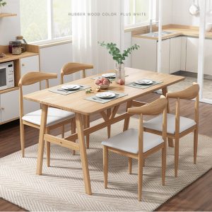 Bàn ăn Bàn ghế ăn giả gỗ gia đình phòng nhỏ hình chữ nhật phong cách Bắc Âu đơn giản hiện đại nhà hàng cà phê