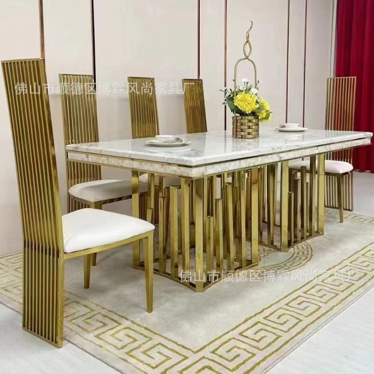 Bàn ăn bằng đá cẩm thạch bằng thép không gỉ bàn ăn chữ nhật nhà hàng bàn ăn đá phiến nhà máy bán hàng trực tiếp Bàn ăn bằng đá cẩm thạch bằng thép không gỉ bàn ăn chữ nhật nhà hàng bàn ăn đá phiến nhà máy bán hàng trực tiếp